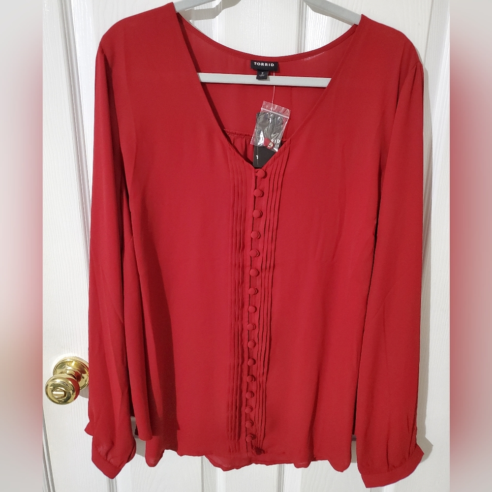 Torrid Georgette Pintuck Button-Front Blouse